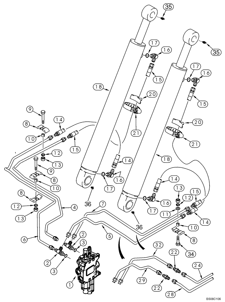 Схема запчастей Case 570MXT - (08-02) - HYDRAULICS - CYLINDER, LOADER LIFT (08) - HYDRAULICS