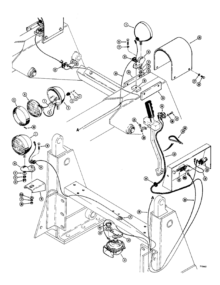 Схема запчастей Case 1530 - (018) - HORN AND LIGHTS (04) - ELECTRICAL SYSTEMS