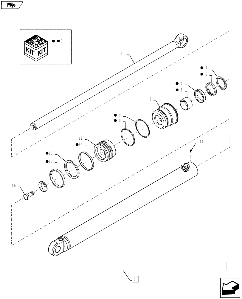 Схема запчастей Case 580SM - (35.740.02) - CYLINDER ASSY - BACKHOE EXTENDABLE DIPPER (35) - HYDRAULIC SYSTEMS