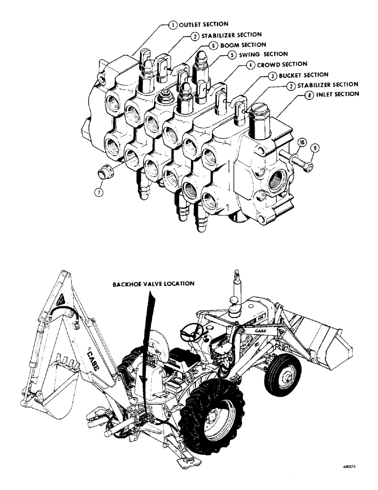 Схема запчастей Case 23 - (076) - D33778 BACKHOE CONTROL VALVE 