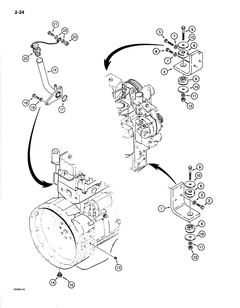 Схема запчастей Case 780C - (2-24) - ENGINE MOUNTING (02) - ENGINE