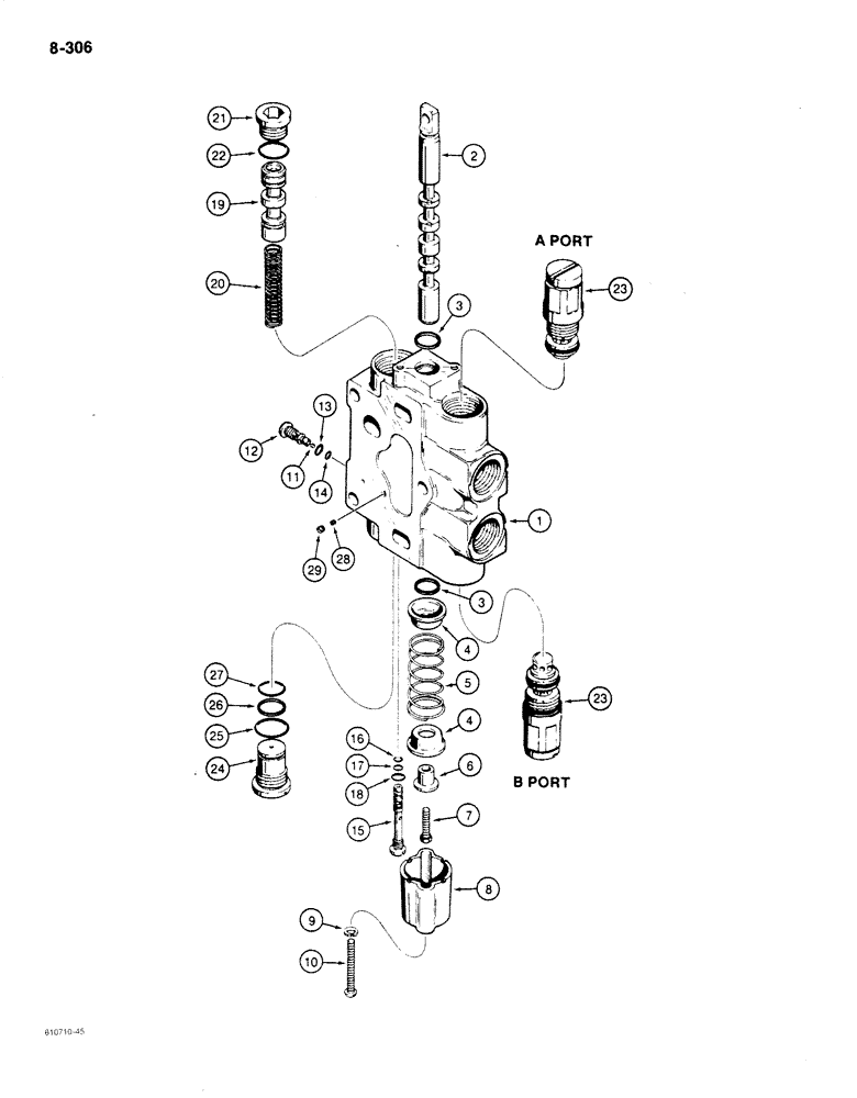 Схема запчастей Case 780C - (8-306) - BACKHOE CONTROL VALVES, DIPPER SECTION (08) - HYDRAULICS