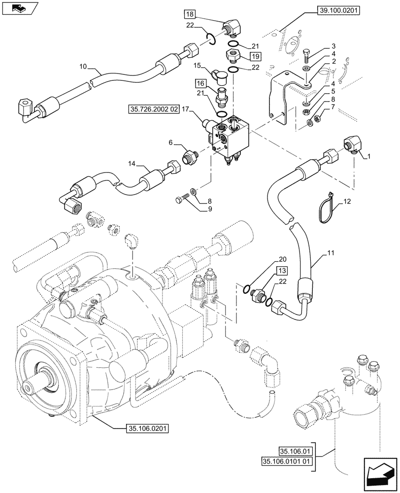 Схема запчастей Case 580SN WT - (35.726.2002[01]) - VAR - X20233X - HYDRAULICS - HEAVY LIFT (MECH CONTROL) (35) - HYDRAULIC SYSTEMS