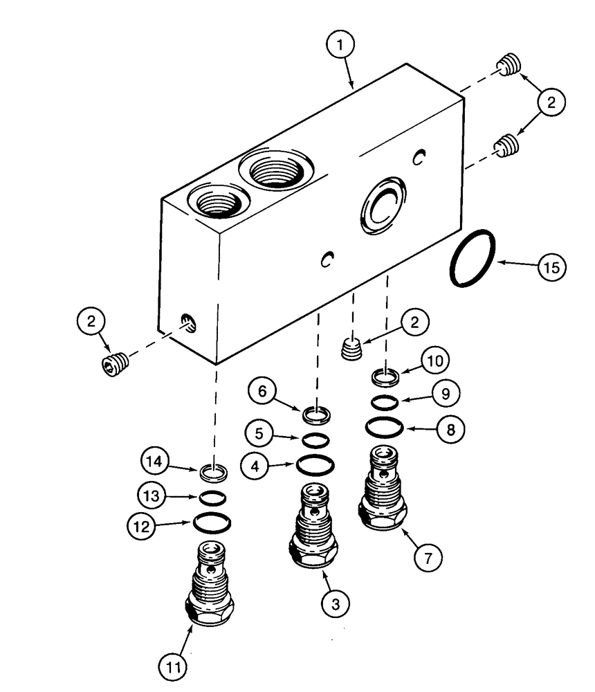 Схема запчастей Case 1835C - (8-42) - CHECK VALVE MANIFOLD, PRIOR TO P.I.N. JAF0037879 (08) - HYDRAULICS