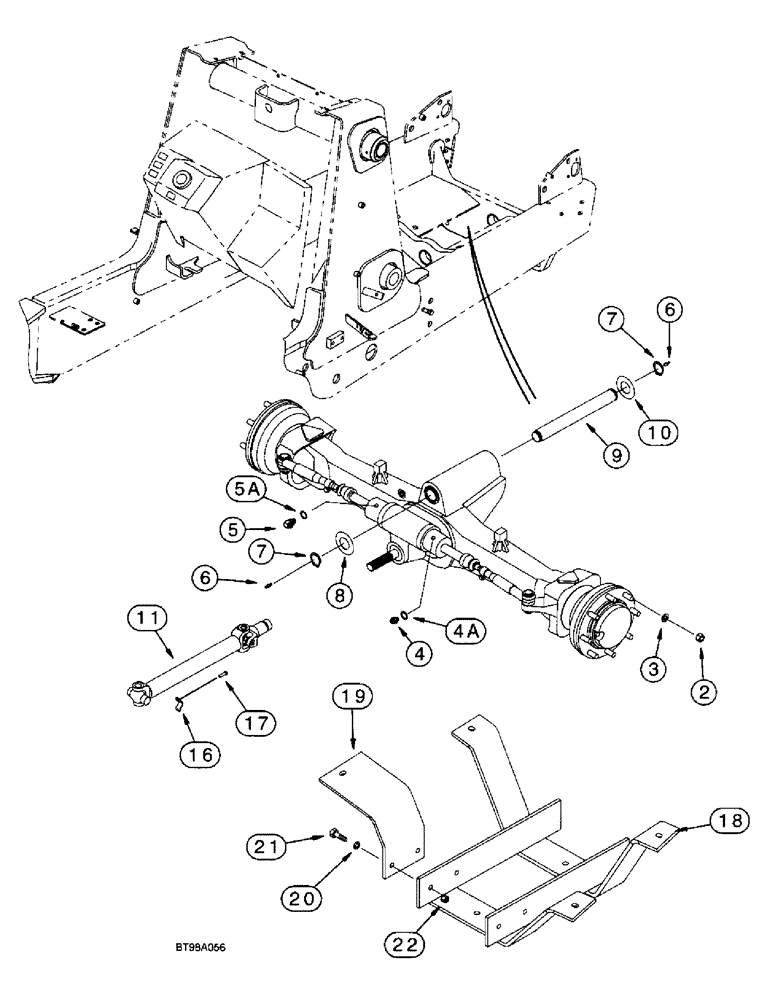 Схема запчастей Case 590SL - (6-002) - FRONT DRIVE AXLE MOUNTING AND DRIVE SHAFT (06) - POWER TRAIN