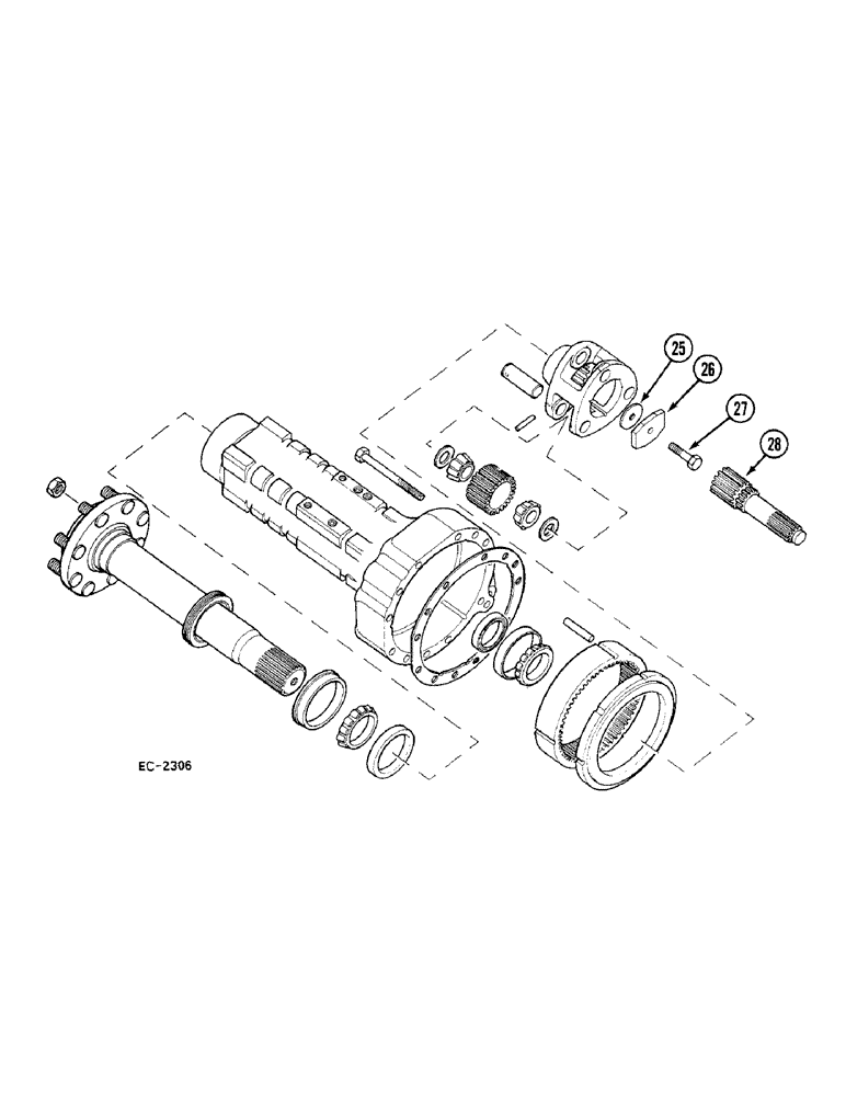 Схема запчастей Case 380B - (6-208) - REAR AXLE, CARRIER AND CONNECTIONS (CONTD) (06) - POWER TRAIN