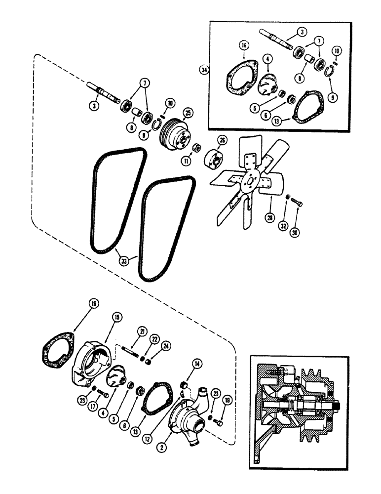 Схема запчастей Case 680CK - (008) - WATER PUMP AND ATTACHING PARTS, (267) DIESEL ENGINE (10) - ENGINE