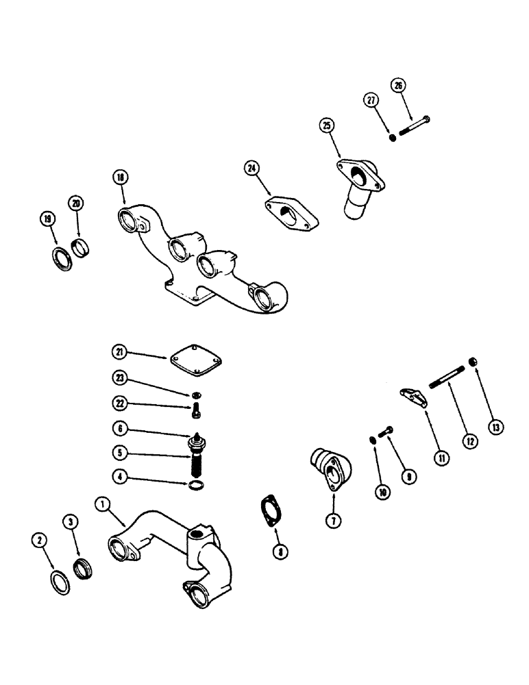 Схема запчастей Case 680CK - (012) - MANIFOLD, (267) DIESEL ENGINE (10) - ENGINE