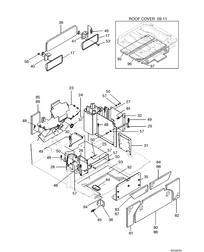 Схема запчастей Case 1221E - (09-13[01]) - CAB ASSY, DASHBOARD, SEAT BASE (87700454) (2) (09) - CHASSIS/ATTACHMENTS