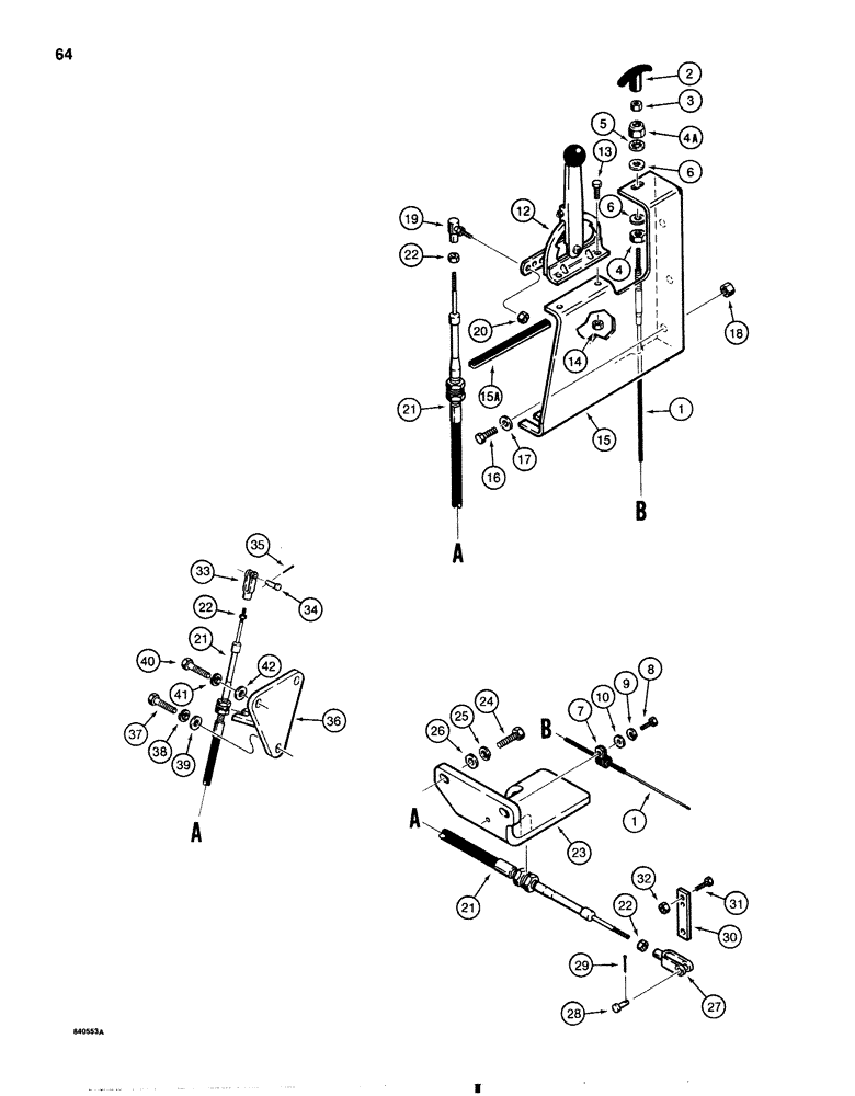 Схема запчастей Case 1080 - (064) - THROTTLE AND FUEL SHUTOFF CONTROLS USED WITH CASE ENGINE (10) - ENGINE