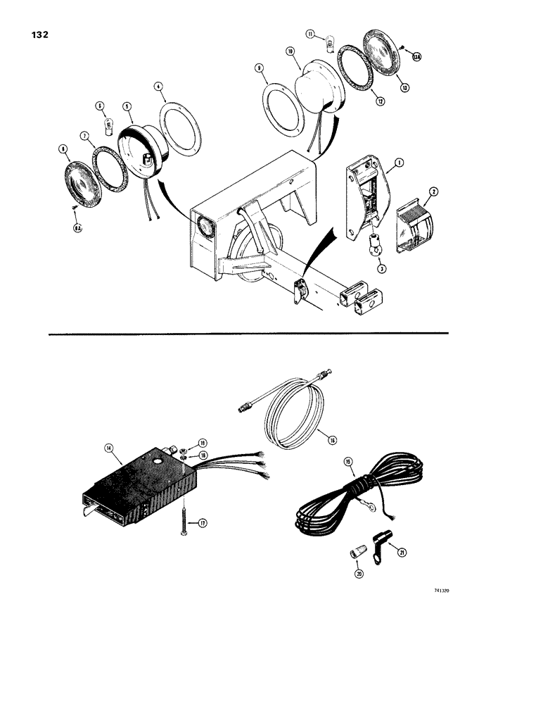 Схема запчастей Case 26 - (132) - TRANS-PAC TRAILER, LIGHTS AND BRAKE CONTROL, D48693 LIGHT ASSEMBLY 