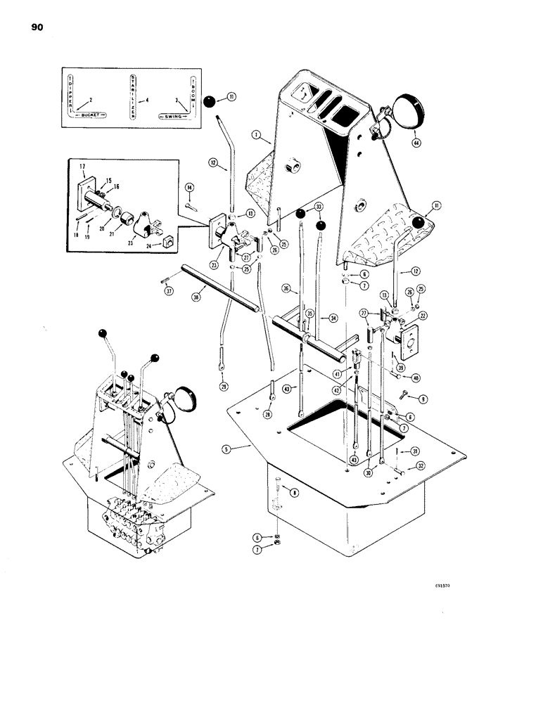 Схема запчастей Case 26B - (090) - TWIN LEVER BACKHOE CONTROL, FOR 450 CRAWLERS 