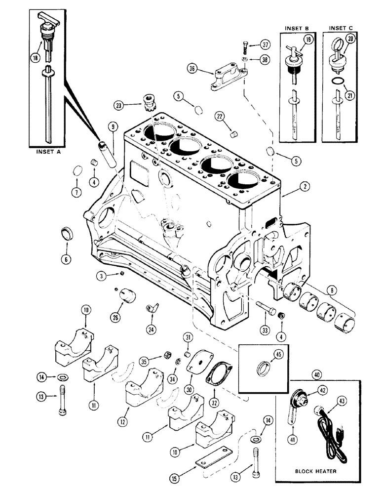 Схема запчастей Case 780 - (048) - CYLINDER BLOCK, (336 BDT) TURBOCHARGED ENG, PRIOR ENG SN 10151968 USED W/ENG BALANCER (02) - ENGINE