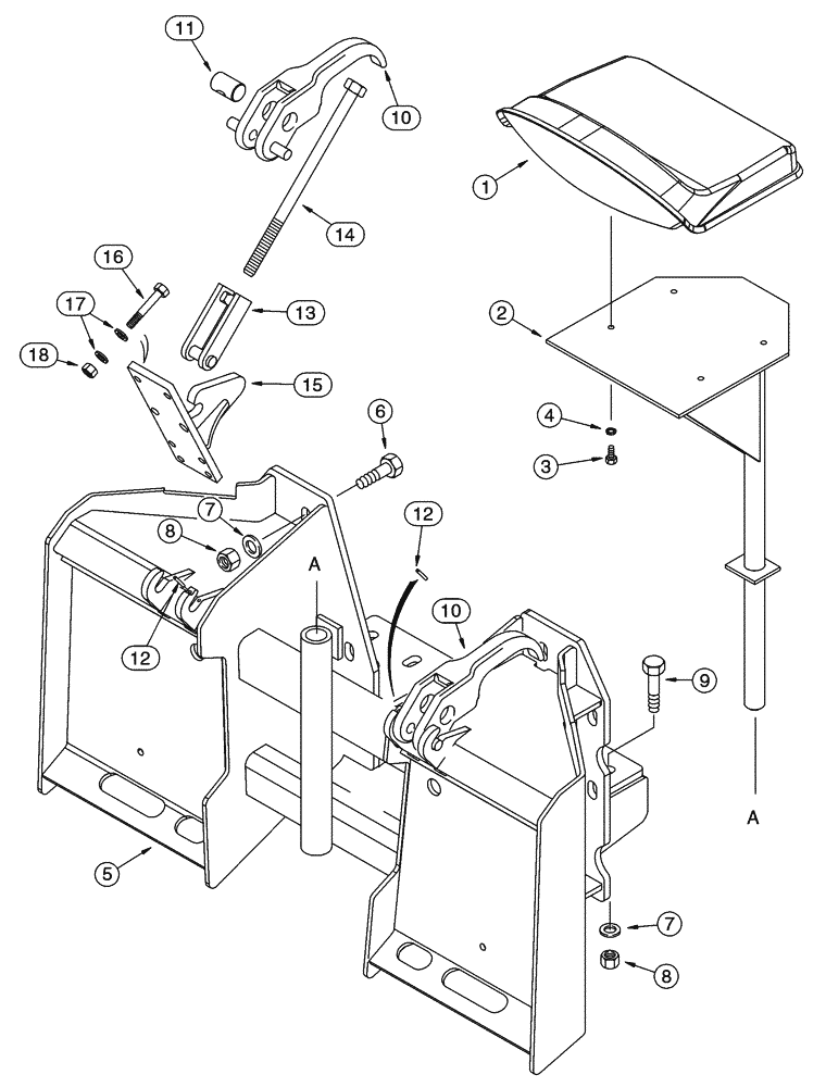 Схема запчастей Case 90XT - (09-59) - BACKHOE SEAT AND FRAME NORTH AMERICA, D125 BACKHOE (09) - CHASSIS