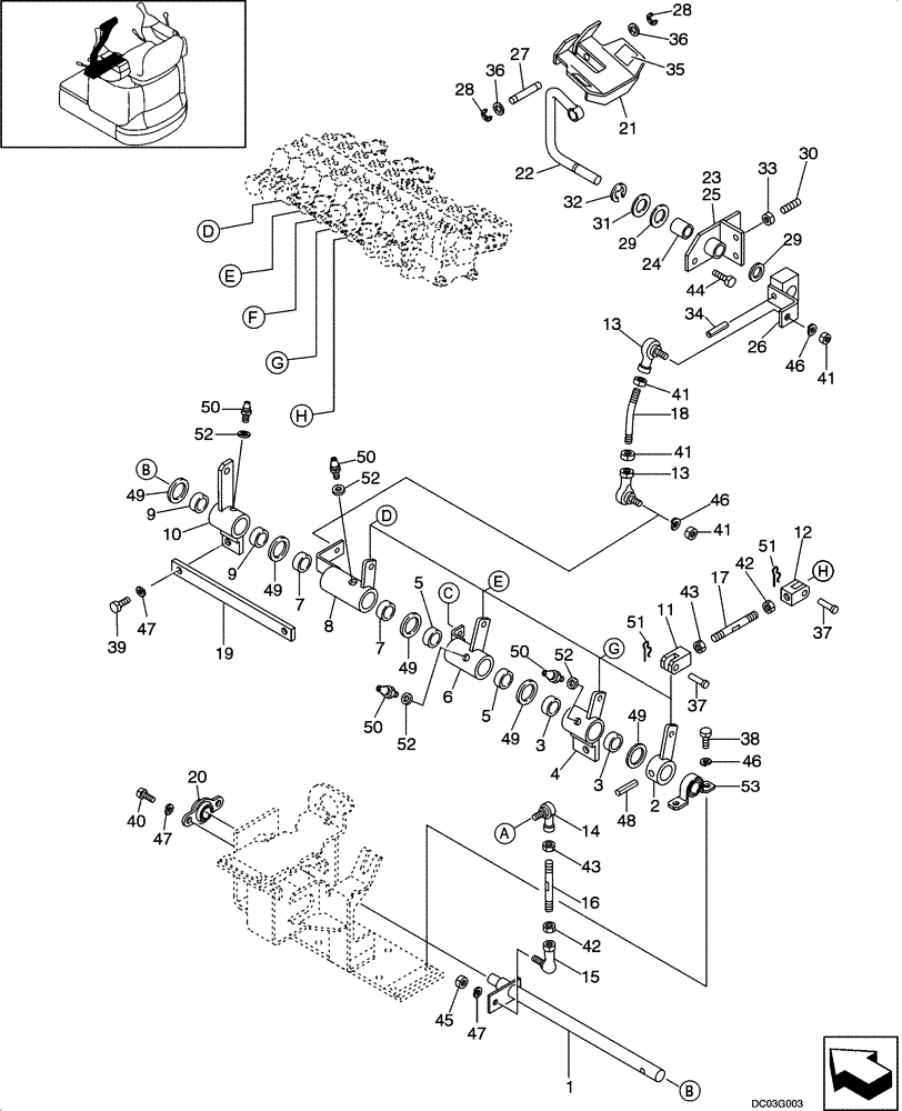 Схема запчастей Case CX14 - (09-17[00]) - PEDAL ASSY - TRAVEL (09) - CHASSIS/ATTACHMENTS