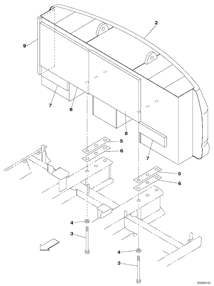 Схема запчастей Case CX470B - (09-07) - COUNTERWEIGHT - SOUNDPROOFING (09) - CHASSIS