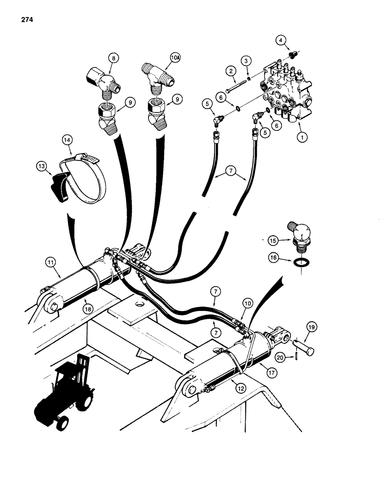 Схема запчастей Case 586D - (274) - MAST TILT CYLINDER HYDRAULIC CIRCUIT (35) - HYDRAULIC SYSTEMS