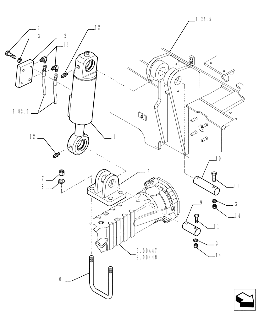 Схема запчастей Case TX1055 - (1.22.1[01]) - GRADING CYLINDER (35) - HYDRAULIC SYSTEMS