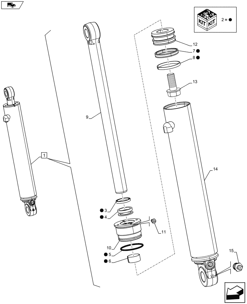 Схема запчастей Case 580SN WT - (35.703.0203) - STABILIZER CYLINDER, RH, COMPONENTS (35) - HYDRAULIC SYSTEMS