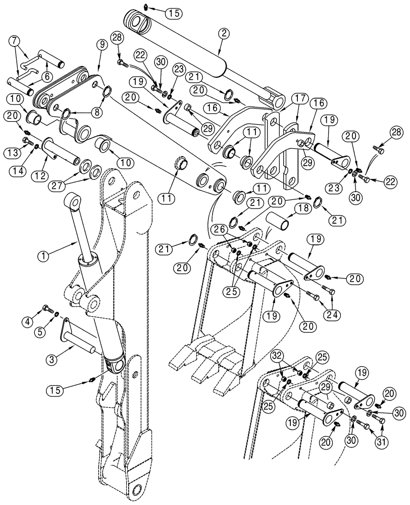 Схема запчастей Case 95XT - (09-64) - BACKHOE - DIPPER (NORTH AMERICA), D125 BACKHOE (09) - CHASSIS/ATTACHMENTS