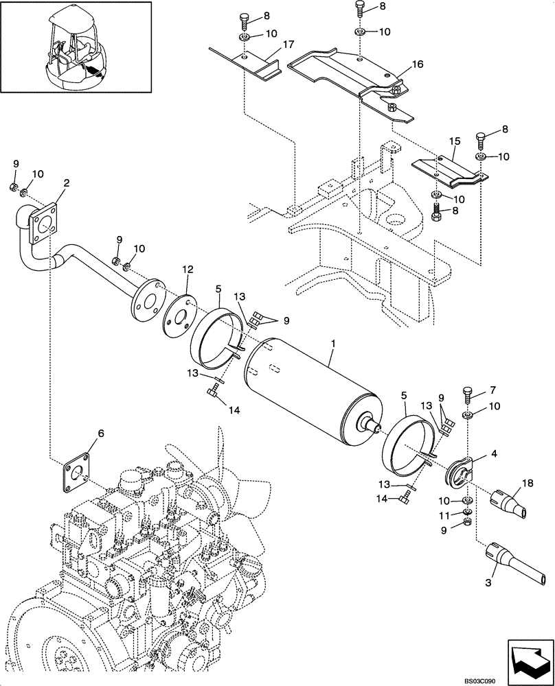 Схема запчастей Case CX31 - (02-06[00]) - MUFFLER ASSY (02) - ENGINE