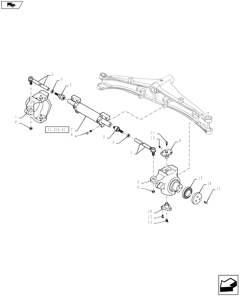 Схема запчастей Case 588H - (27.550.03) - STEERING AXLE HOUSING SWIVEL, 2WD (27) - REAR AXLE SYSTEM