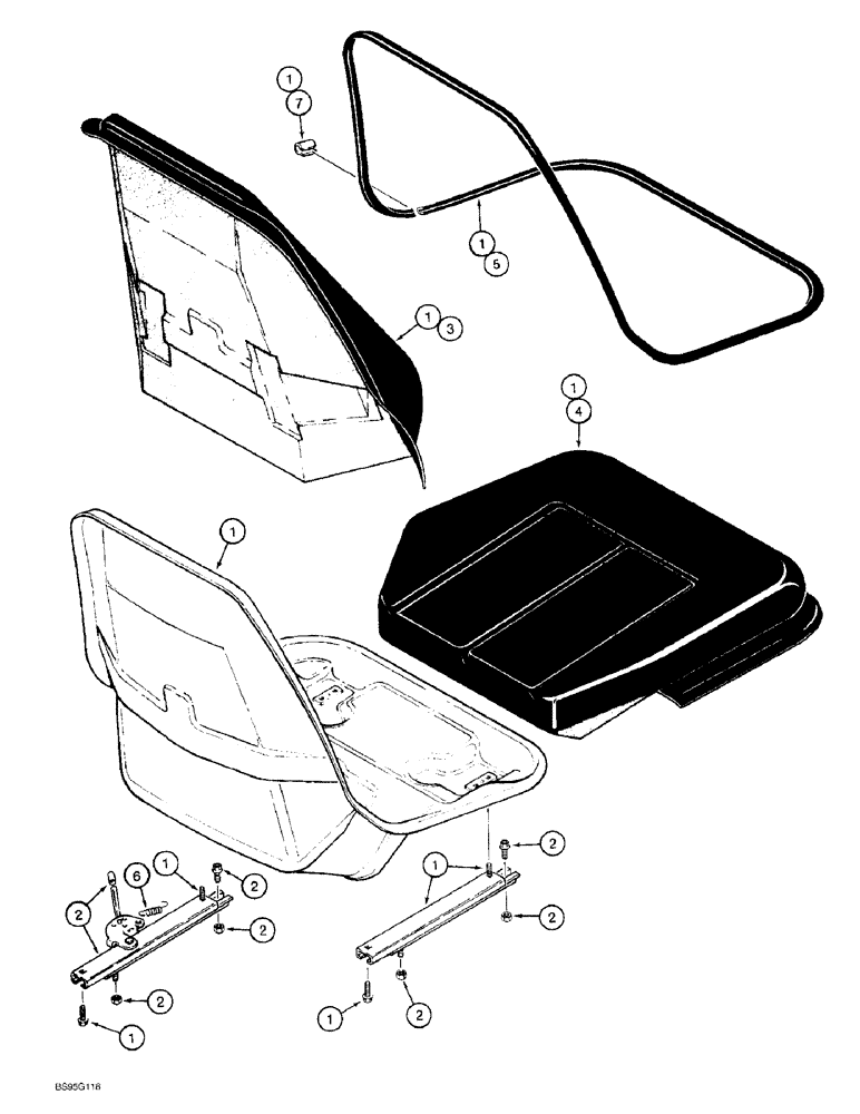 Схема запчастей Case 570LXT - (9-084) - STANDARD SEAT ASSEMBLY, 570LXT MODELS (09) - CHASSIS/ATTACHMENTS