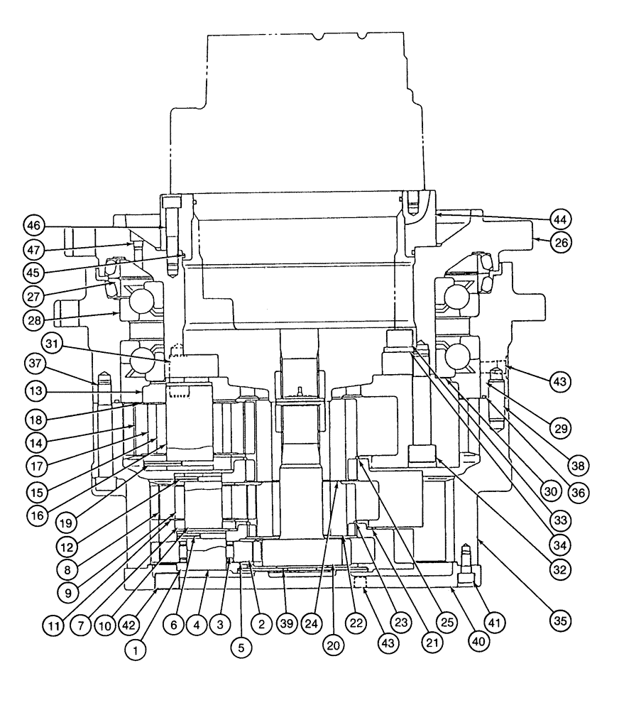 Схема запчастей Case 9050B - (6-04) - FINAL DRIVE TRANSMISSION ASSEMBLY (06) - POWER TRAIN