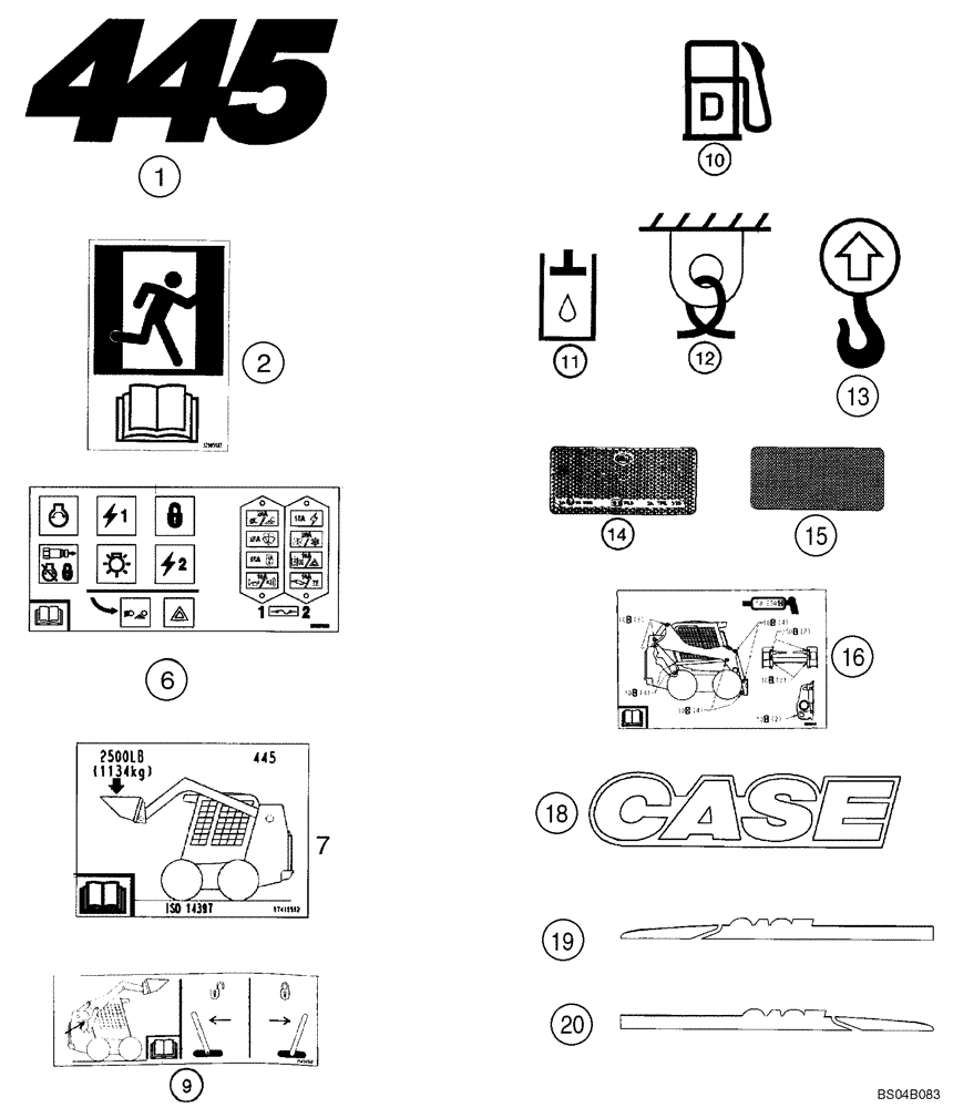 Схема запчастей Case 445 - (09-42) - DECALS (09) - CHASSIS