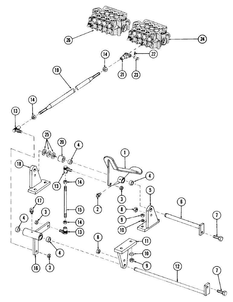 Схема запчастей Case 980 - (168) - LEFT TRACK CONTROL AND LINKAGE (04) - UNDERCARRIAGE