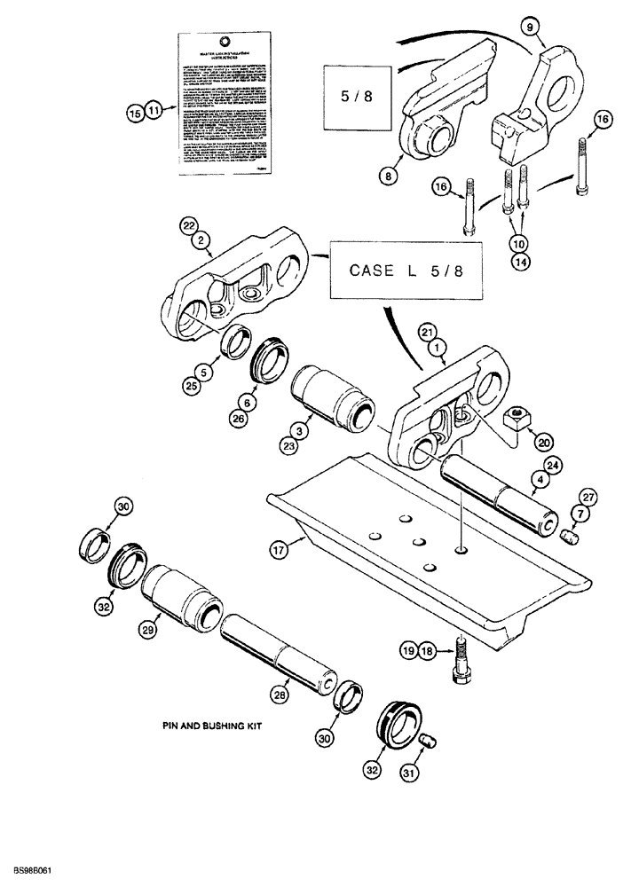 Схема запчастей Case 850G - (5-11E) - CASE LUBRICATED TRACK CHAIN (WITH 5/8 INCH MOUNTING HARDWARE) (04) - UNDERCARRIAGE