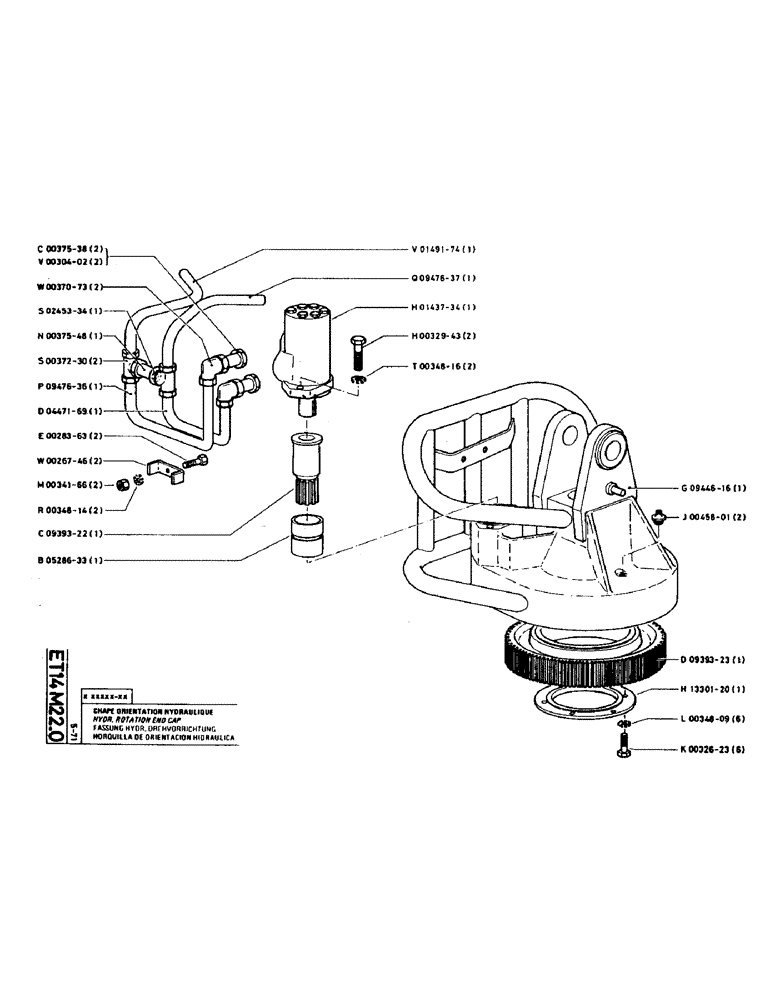 Схема запчастей Case TC45 - (129) - HYDR. ROTATION END CAP 