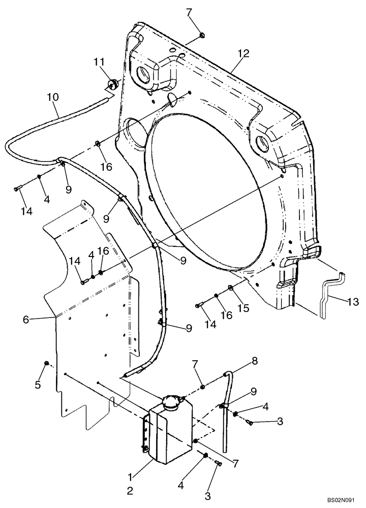 Схема запчастей Case 621D - (02-04) - COOLANT RECOVERY SYSTEM (02) - ENGINE