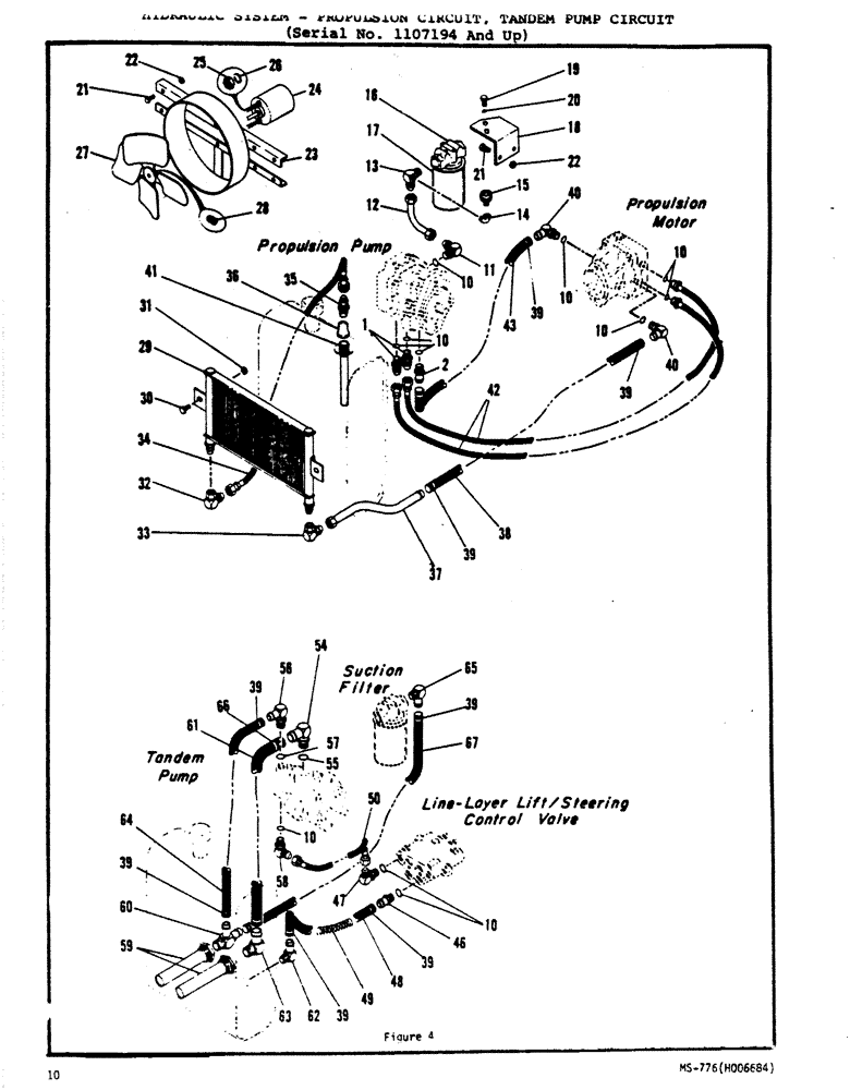 Схема запчастей Case P63 - (10) - HYDRAULIC SYSTEM, PROPULSION CIRCUIT, TANDEM PUMP CIRCUIT ( SERIAL NO. 1107194 AND UP) 