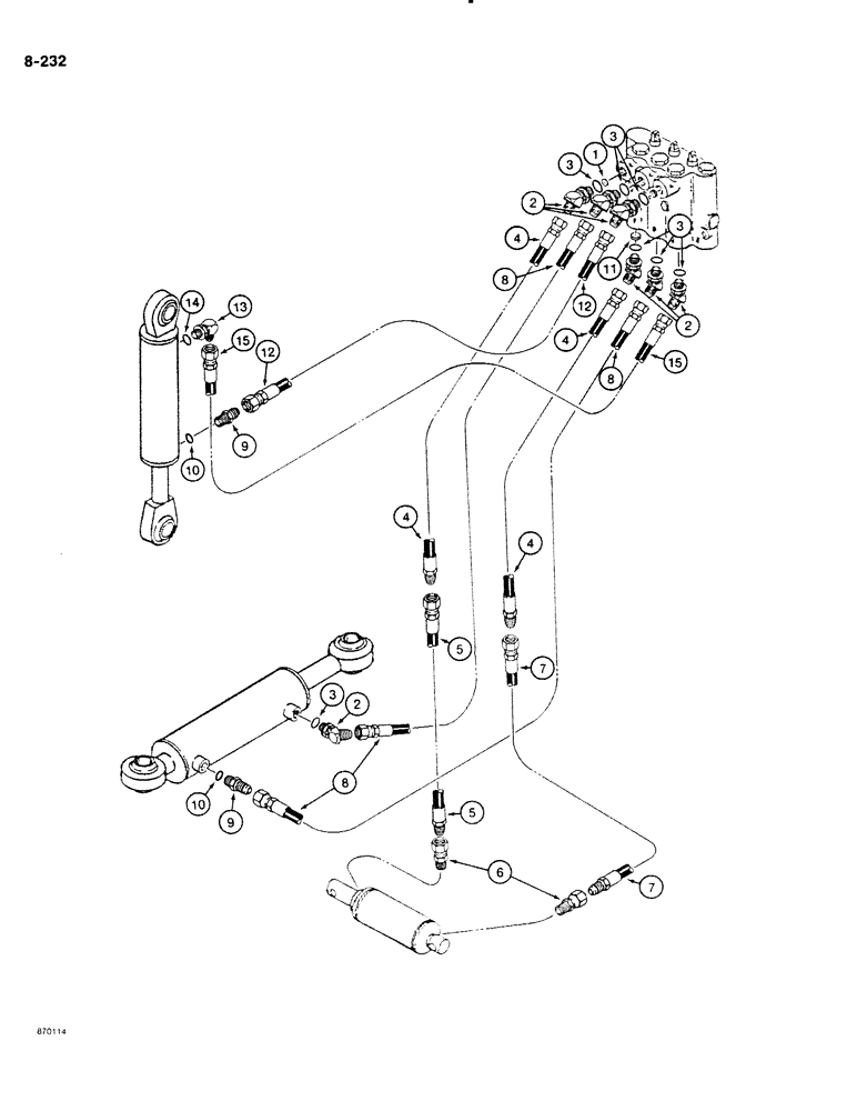 Схема запчастей Case DH4B - (8-232) - FRONT MOUNTED 6-WAY BACKFILL BLADE HYDRAULIC CIRCUIT (08) - HYDRAULICS