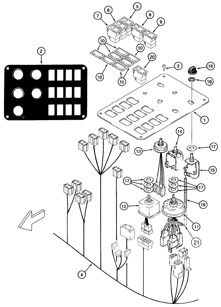 Схема запчастей Case 621C - (04-008) - PANEL, CONTROL, WITH CAB (04) - ELECTRICAL SYSTEMS