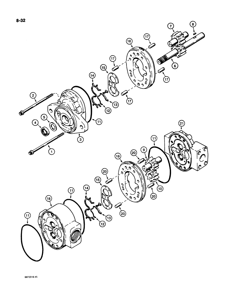 Схема запчастей Case W11B - (8-032) - L117990 HYDRAULIC PUMP, USED ON MODELS WITH CLARK TRANSMISSION (08) - HYDRAULICS