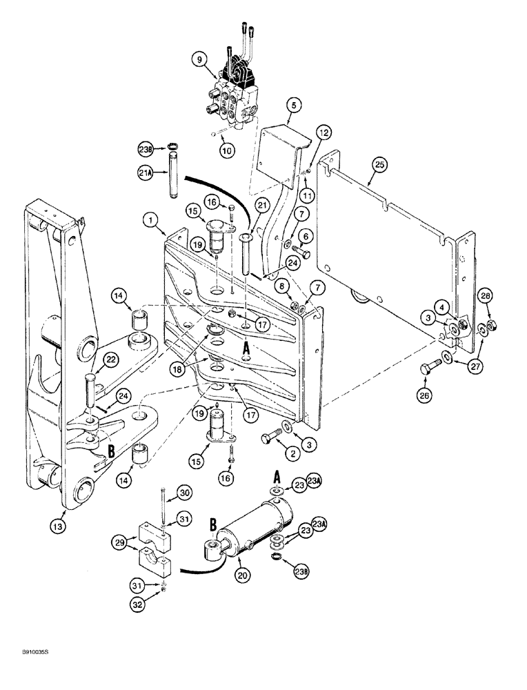 Схема запчастей Case 760 - (09-122) - PLOW MOUNTING BRACKET AND SWING TOWER, PRIOR TO P.I.N. JAF0104938 (89) - TOOLS