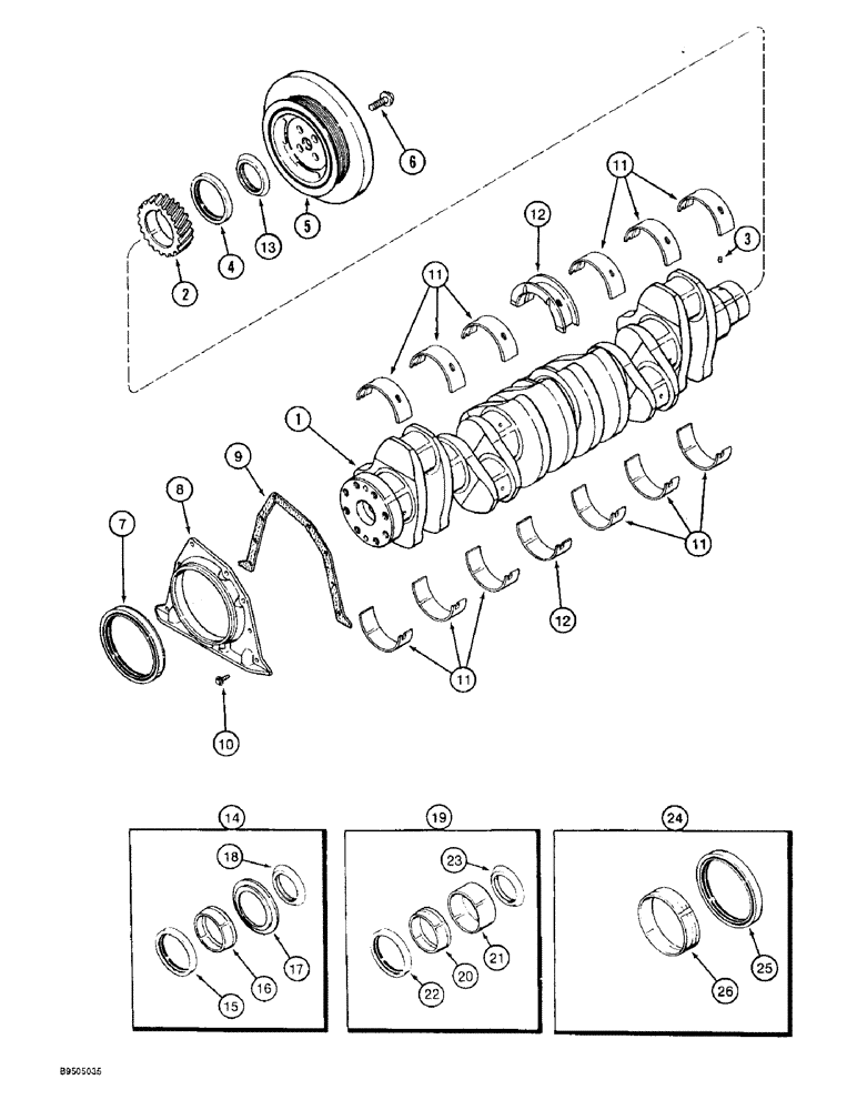 Схема запчастей Case 821B - (2-40) - CRANKSHAFT, 6T-830 ENGINE, PRIOR TO P.I.N. JEE0050601 (02) - ENGINE