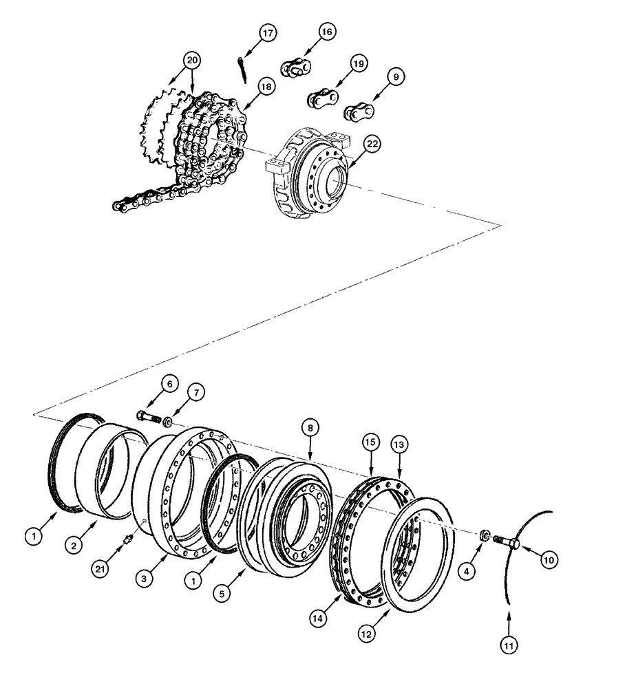 Схема запчастей Case 865 DHP - (6-074) - TANDEM - INTERMEDIATE BEARING (FOR GRAZIANO AXLE) (06) - POWER TRAIN