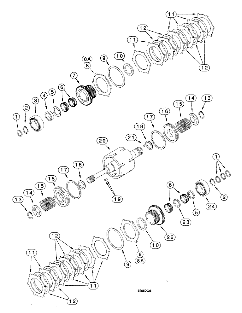 Схема запчастей Case 570LXT - (6-046) - TRANSMISSION ASSEMBLY, INPUT SHAFT, TWO WHEEL OR FOUR WHEEL DRIVE (06) - POWER TRAIN