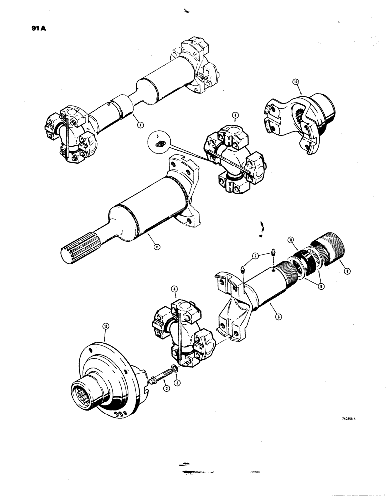 Схема запчастей Case W24B - (091A) - FRONT AXLE DRIVE SHAFT, (TRANSMISSION END), UNITS WITH FLEX PLATE DRIVE/TRAC SN.9115926 AND AFTER (06) - POWER TRAIN