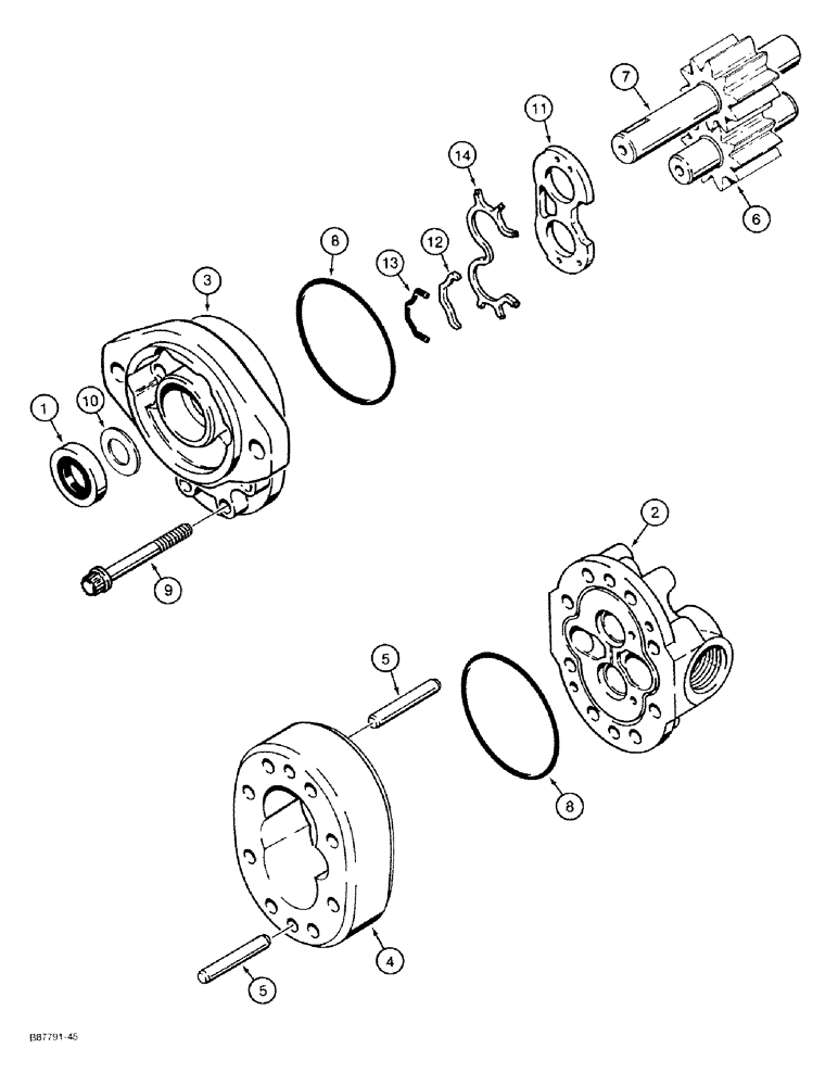 Схема запчастей Case 1818 - (8-04) - EQUIPMENT HYDRAULIC PUMP, GASOLINE MODELS (08) - HYDRAULICS