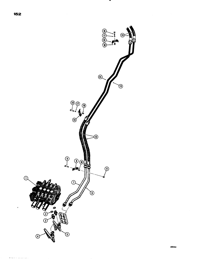 Схема запчастей Case 1150 - (152) - CLAM TYPE BUCKET HYDRAULICS (07) - HYDRAULIC SYSTEM