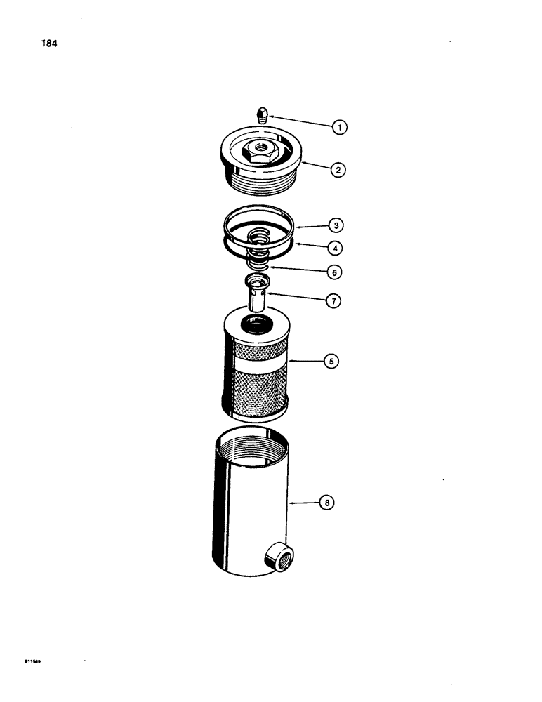 Схема запчастей Case W20 - (184) - G100001 TRANSMISSION OIL FILTER (06) - POWER TRAIN