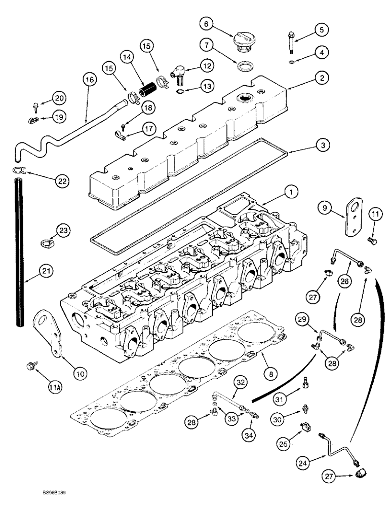 Схема запчастей Case 1155E - (2-034) - CYLINDER HEAD COVER, 6-830 ENGINE, 6T-830 ENGINE (02) - ENGINE