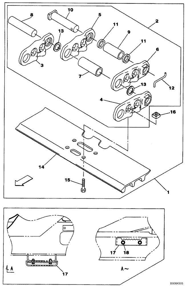Схема запчастей Case CX225SR - (05-12) - TRACK CHAINS, 700 MM (27-5/8 IN) (11) - TRACKS/STEERING
