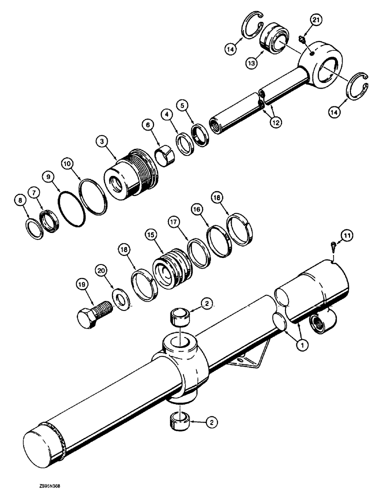 Схема запчастей Case 1150E - (8-066) - G107334 DOZER LIFT CYLINDERS, ANGLE TILT PITCH DOZER MODELS 62 IN. GAUGE STANDARD &74 IN. GAUGE WIDE (08) - HYDRAULICS