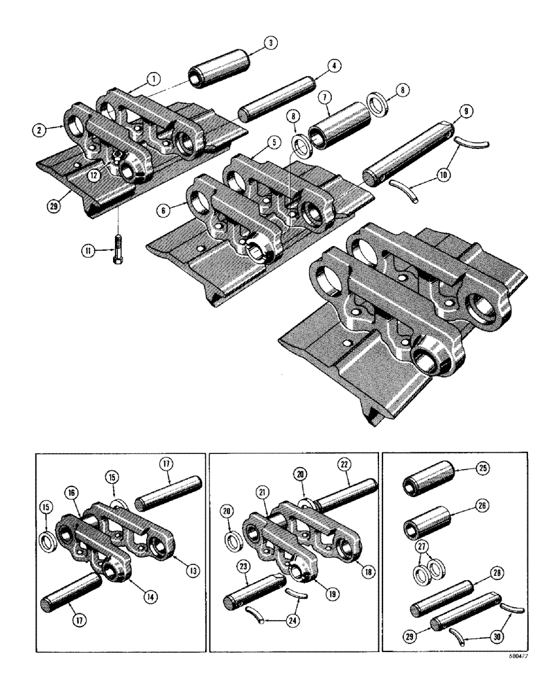 Схема запчастей Case 1000D - (180) - TRACK CHAIN, USED ON TRAC. SN. 7104601 & UP TO 7104771 (04) - UNDERCARRIAGE