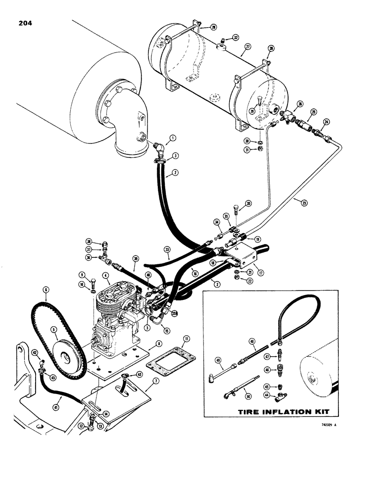 Схема запчастей Case W26B - (204) - BRAKE SYSTEM, AIR COMPRESSOR AND RELATED PARTS (06) - POWER TRAIN